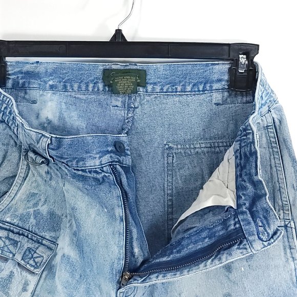 Scandia Woods Denim Cargo Utility Jeans 32S Blue Cotton Distressed Destroyed - Picture 5 of 8